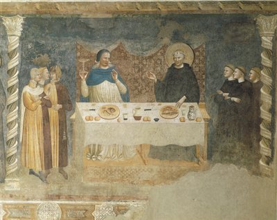 El milagro de San Guido de Arezzo, fresco, el Refectorio, Abadía de Santa María de Pomposa, Emilia-Romaña de Master of the School of Rimini