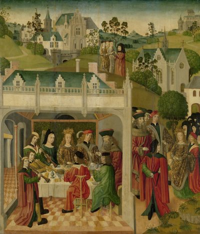 Fiesta nupcial de Santa Isabel de Hungría y Luis de Turingia en Wartburgo, c. 1490-c.1495 (óleo sobre tabla) de Master of the St.Elizabeth panels
