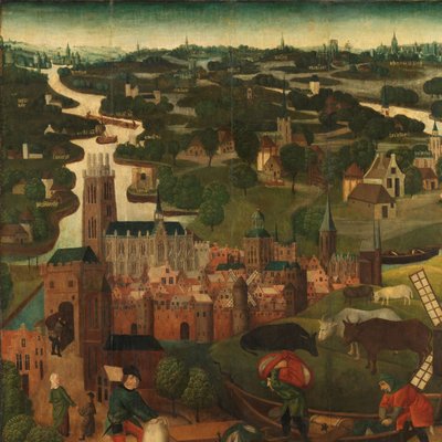 La inundación del día de Santa Isabel
Ala exterior izquierda de un retablo que representa la inundación del día de Santa Isabel, 18-19 de noviembre de 1421, con la ciudad de Dordrecht al fondo de Master of the St Elizabeth Panels