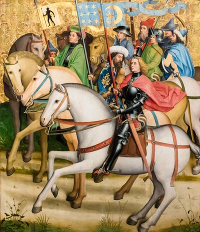 Los Reyes Magos y su séquito, hacia 1450/55 (Témpera y óleo sobre abeto) de Master of the Sterzing Altarpiece