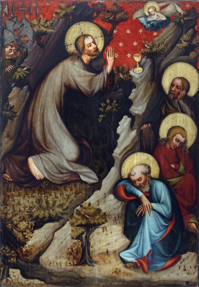 Agonía en el jardín de los Olivos de Master of the Trebon Altarpiece