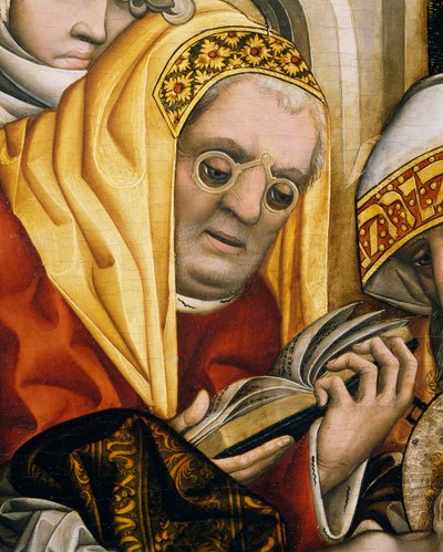 Sacerdote con gafas (detalle) de la Circuncisión de Cristo de Master of the Tucher Altarpiece