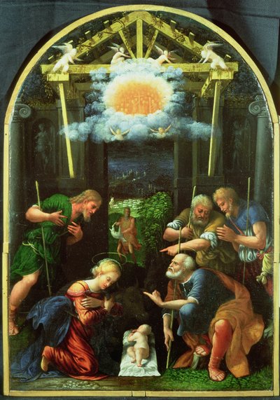 La adoración de los pastores (óleo sobre tabla) de Master of the Twelve Apostles