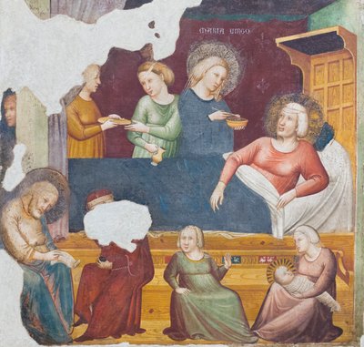 Nacimiento del Bautista, primera mitad del siglo XIV (fresco aislado) de Master of the Urbino Coronation