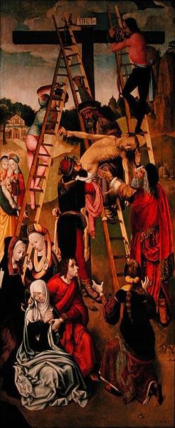 La Deposición, panel lateral de un tríptico, c.1490s (detalle) de Master of the Virgo Inter Virgines
