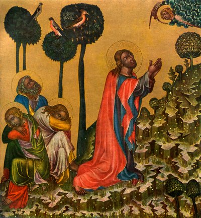 Jesús en el Huerto de los Olivos, c. 1350 (1955) de Master of the Vyssi Brod Altar