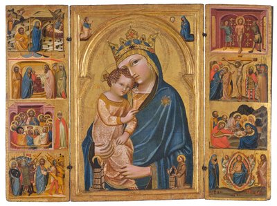El tríptico de Wallraf, c. 1360 (temple y oro sobre tabla) de Master of the Wallraf Triptych