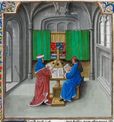 Boccaccio y Petrarca De: De casibus virorum illustrium de Giovanni Boccaccio de Master of the White inscriptions