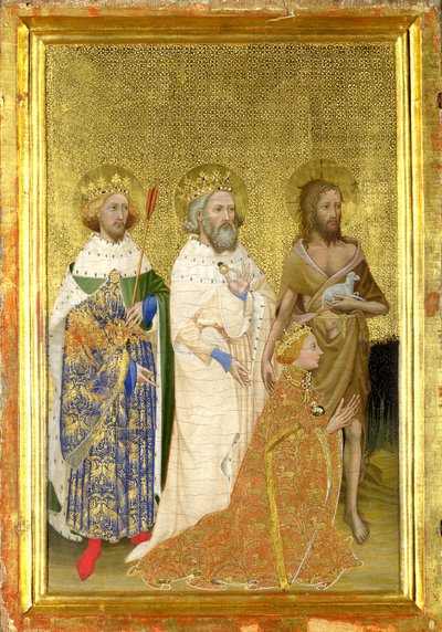 Ricardo II de Inglaterra con sus santos patronos (Panel interior izquierdo del díptico de Wilton) de Master of the Wilton Diptych