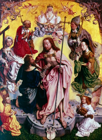 Tomás dudando colocando su mano en la herida de Cristo, c. 1499 de Master of the altarpiece of St