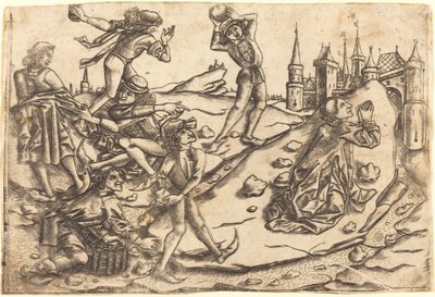 La Lapidación de San Esteban de Master with the Banderoles after Israhel van Meckenem
