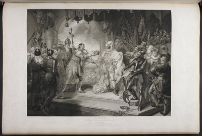 Rey Ricardo II. Acto IV. Escena I.Rey Ricardo, Bolingbroke, York, Aumerle, etc. En la Casa del Parlamento, c.1803 (grabado) de Mather Brown