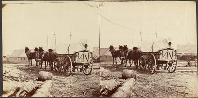 Carro del ejército que se dirige al almacén del economato de City Point para recoger suministros de Mathew B. Brady