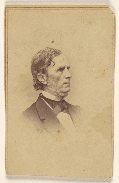 Hombre no identificado con barba canosa, sin bigote, de perfil, impreso en estilo de viñeta de Mathew B. Brady