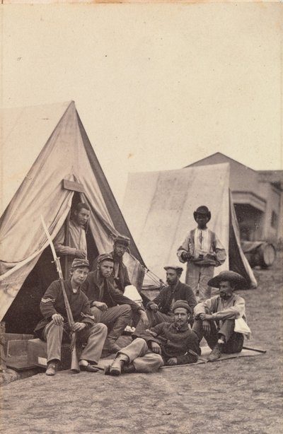 [Escena de campamento con soldados de la 22ª Milicia del Estado de Nueva York, Harper