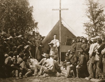 Padre Thomas H. Mooney liderando la misa dominical, 69º Regimiento de Infantería de Nueva York, 1861 de Mathew B. Brady