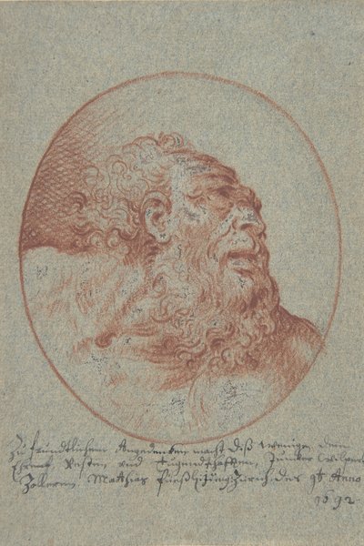 Cabeza de un hombre barbudo mirando a la derecha de Mathias Fussli