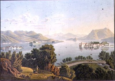 Vista del Lago Maggiore y las Islas Borromeas (grabado) de Mathias Gabriel (after) Lory