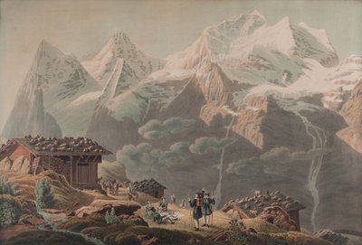 La Jungfrau, el Münch, el Eiger desde Wengernalp 1822 (Acuarela) de Mathias Gabriel Lory