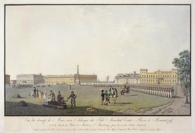 Vista del Campo de Marte y el Palacio de Mármol en San Petersburgo, 1804 de Mathias Gabriel Lory