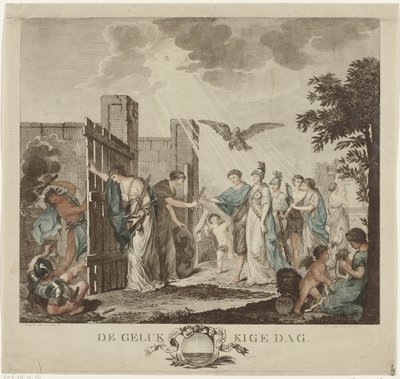 Alegoría de la recuperación del estatúder Guillermo V, 1787 El día feliz (título en el objeto) de Mathias de Sallieth