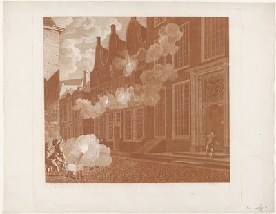 Bombardeo de la casa de Lucas van Steveninck, 1787 de Mathias de Sallieth