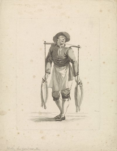 El vendedor de pescado lleva el pescado en un yugo de Mathias de Sallieth