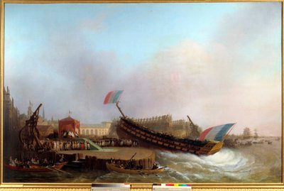 El Emperador Napoleón I y la Emperatriz, rodeados por el rey y la reina de Westfalia asistiendo al lanzamiento del barco de 80 cañones 
