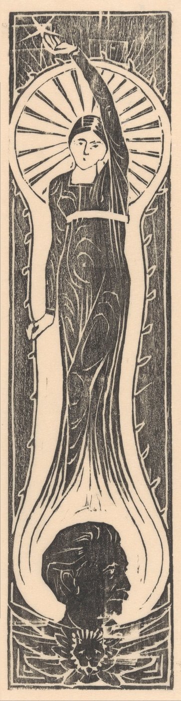 Figura alegórica con retrato de Multatuli de Mathieu Lauweriks