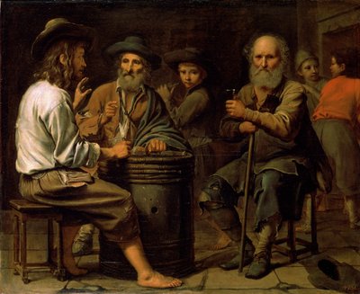 Campesinos en una taberna, 1640s de Mathieu Le Nain