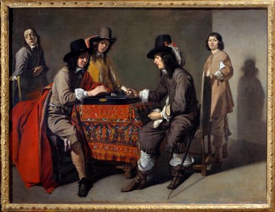 Los jugadores de tric trac (Trictrac o Trictrac: antecesor del backgammon) de Mathieu Le Nain