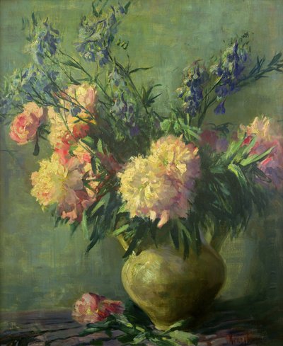 Peonías rosas (óleo sobre lienzo) de Matilde Browne