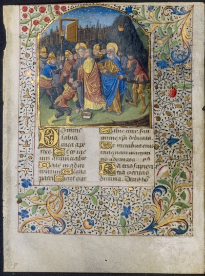 Hoja de un Libro de Horas: La traición de Cristo, c. 1470-1485 de Maître François