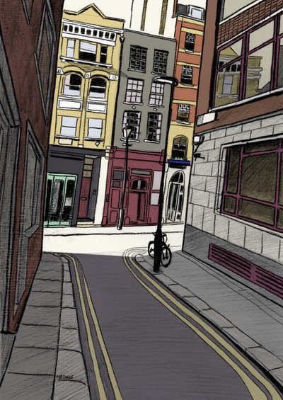 Fox and Knot Street EC1, 2015 (lápiz, digital) de Matt Bannister