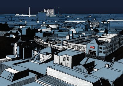 Misterioso corte de luz, 2016 (tinta acrílica, digital) de Matt Bannister