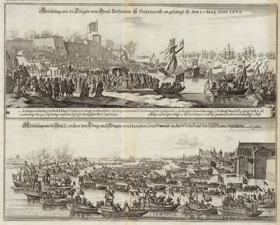 Multitudes se reúnen para los Reales en Gran Bretaña en 1662 de Mattaus the Younger Merian