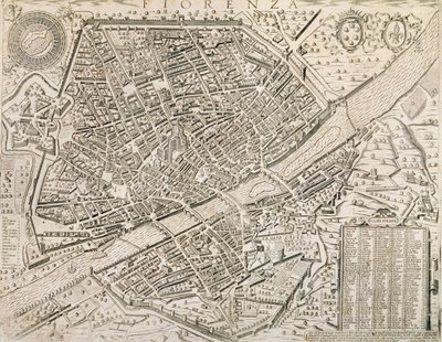 Mapa de Florencia, 1595 de Matteo Florimi