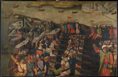 El sitio de Malta: toma de San Elmo, 23 de junio de 1565, finales del siglo XVI (óleo sobre lienzo) de Matteo Perez d