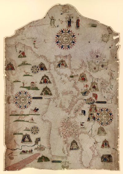 Carta del Mediterráneo, Mar Negro y las costas de Europa occidental y noroeste de África, c.1559 de Matteo Prunes