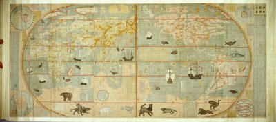 Kunyu Wanguo Quantu Mapa de los innumerables países del mundo, 1602 de Matteo Ricci