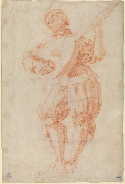 Hombre tocando un laúd (recto) de Matteo Rosselli