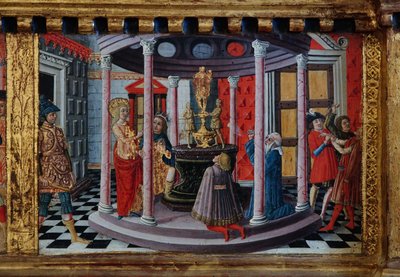 Virgen con el Niño y los santos Santiago, Agustín, Bernardino y Margarita, primeras décadas del siglo XIV (temple sobre tabla) de Matteo di (c.1430 95) Giovanni