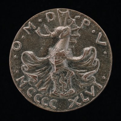 Escudo, casco, cresta de elefante y mantling [reverso], 1446 de Matteo di Andrea de Pasti