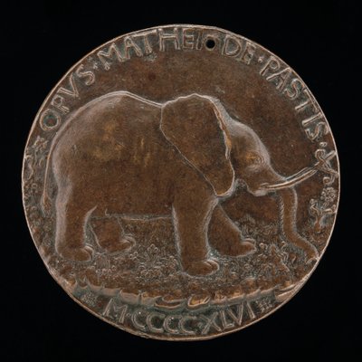 El elefante Malatesta en un prado [reverso], 1446 de Matteo di Andrea de Pasti