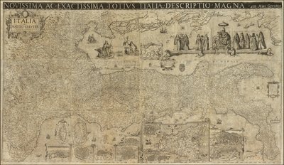 Mapa de Italia de 1630 de Matthaeus Greuter, publicado en 1657 por Stefano Scolari de Matthaus Greuter