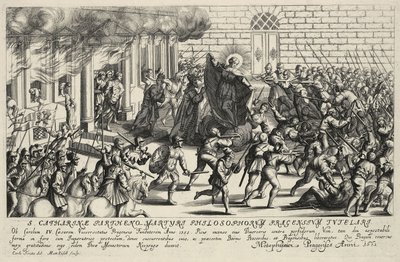 Santa Catalina protege a Carlos IV durante la revuelta popular pisana en mayo de 1355 de Matthäus Küsel