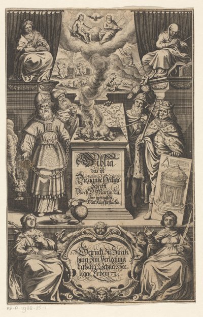 Sacrificio de un cordero por cuatro hombres
Portada de: Martin Luther. Biblia das ist Die gantze Heilige Schrift Durch D. Martin Luther verteutscht, s.a. de Matthäus Merian (I)