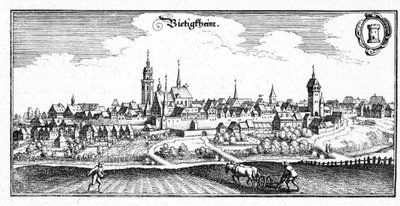 Bietigheim - extracto de Topographia Sueviae (Schwaben) de Matthaus Merian