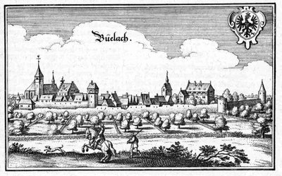 Büelach - extracto de Topographia Sueviae (Schwaben) de Matthaus Merian