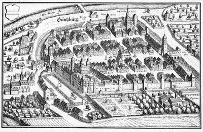 Güntzburg - extracto de Topographia Sueviae (Suabia) de Matthaus Merian